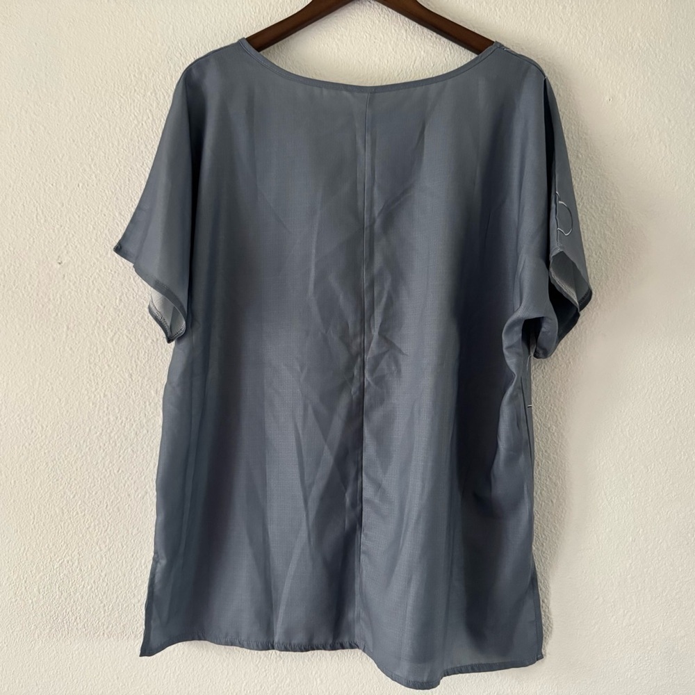 Boatneck Heart Patterned Top Relaxed Short Sleeve Blouse Basic 2XL Plus Size - Picture 9 of 10